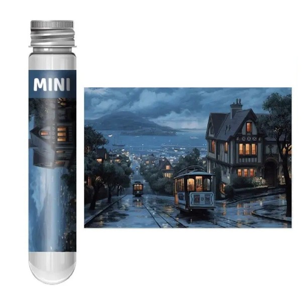 Puzzle 150 Pieces in a Test Tube 15 x 10 cm Train to San Francisco Sakura Romantic Town Decompression Toy Educational Game for Family 1