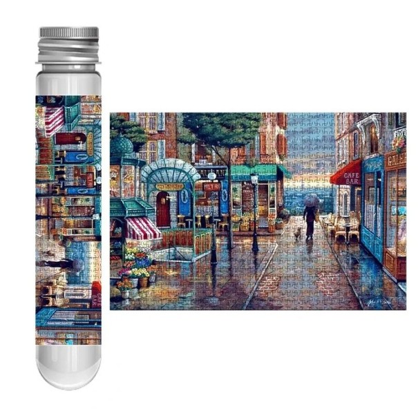 Puzzle 150 Pieces in a Tube 15 x 10 cm Train Sakura Romantic City Spring Landscape Relaxing Jigsaw Educational Toy for Children and Adults 1