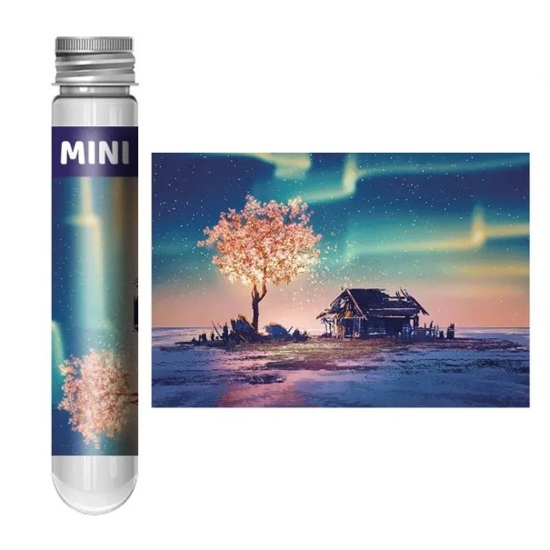 Puzzle 150 Teile im Reagenzglas 15 x 10 cm Nordlichter Nachtlandschaft Polarlichter Entspannendes Puzzle Lernspielzeug für Kinder und Erwachsene 1