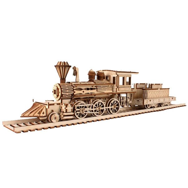 Puzzle 3D de madera Tren de vapor 47,6x10,5x6,7 cm Modelo de montaje 247 piezas Kit de construcción DIY Decoración de mesa Juguete para niños 1