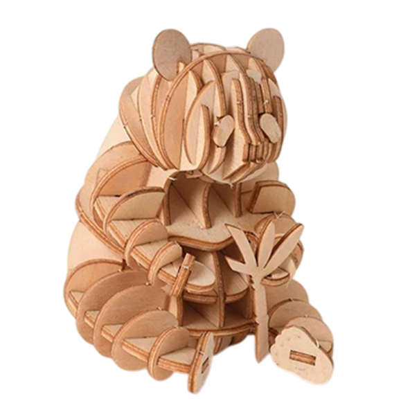 Puzzle 3D din lemn, model Panda, 57x50x76 mm, kit de construcție DIY, asamblat manual, animal în miniatură, decorațiune din lemn, cadou pentru copii și adulți 1