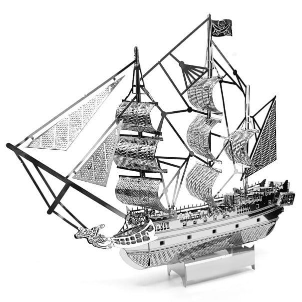 Puzzle 3D en métal Black Pearl 10,2 x 8,3 x 3,12 cm Bateau pirate DIY Modèle découpé au laser Kit de construction Décoration Jouet pour enfants 1