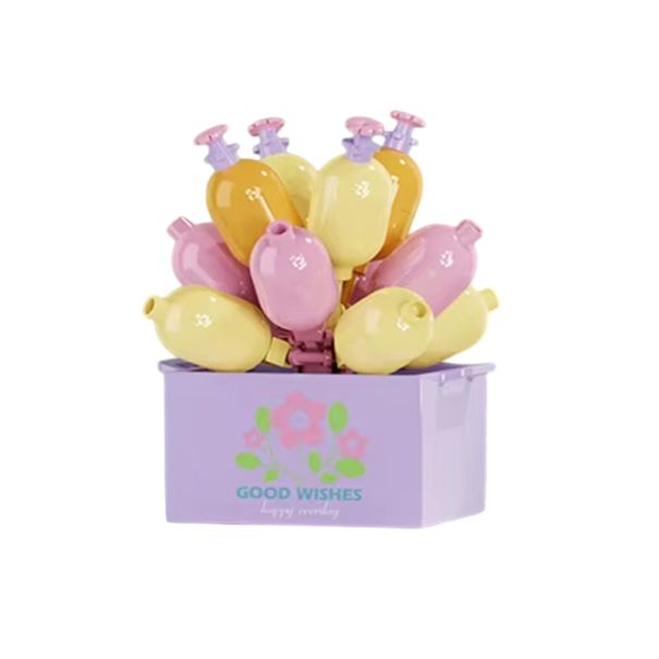 Puzzle décoratif 6 x 6,1 x 6,6 cm Pot de fleurs coloré 63 pièces Mini briques micro Kit créatif Bouquet Jouets pour enfants Cadeau de constructeur 1