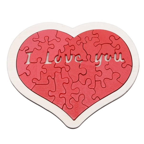 Puzzle di legno a forma di cuore A1618 1