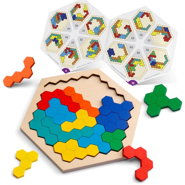 Puzzle din hexagon din lemn 1