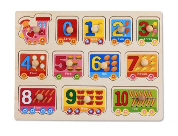 Puzzle en bois à encastrement - Chiffres en forme de train 1