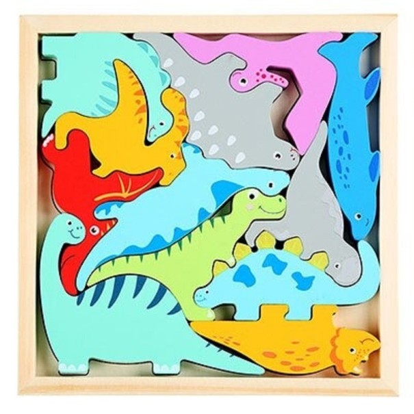 Puzzle in legno per bambini con dinosauri 1