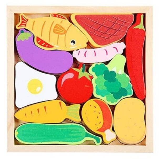 Puzzle in legno per bambini con forme di cibo 1