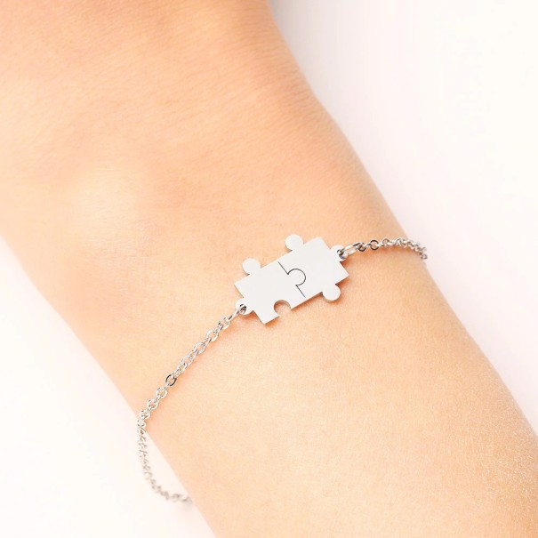 Puzzle-Kettenarmband für Damen silbern