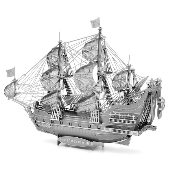 Puzzle metalic 3D Queen Anne 10,2 x 3,12 x 8,3 cm Corabie pirat Kit de construcție DIY Puzzle tăiat cu laser Jucărie model metalic pentru copii 1