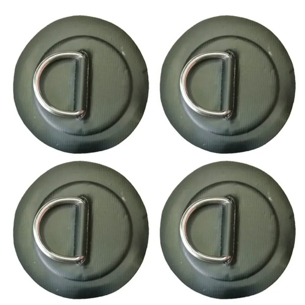 PVC patch med rostfritt D-ring för surfbräda, dinghy, båt tillbehör för fastsättning av utrustning vattensporter och båtutrustning svart