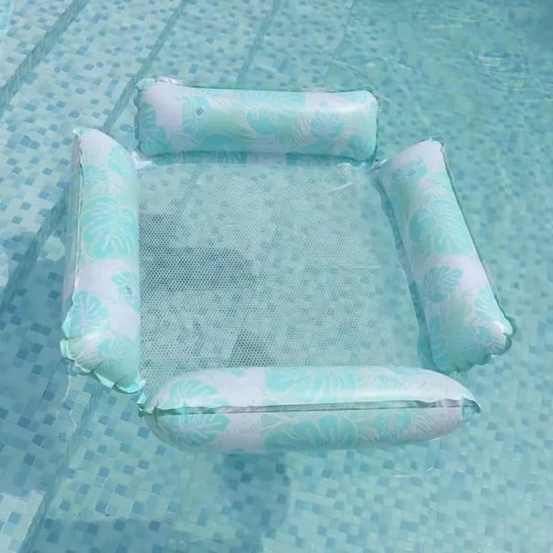 PVC Water Hammock Inflatable Floating Pool Net Ergonomic Relaxation Water Net for Summer Rest blue