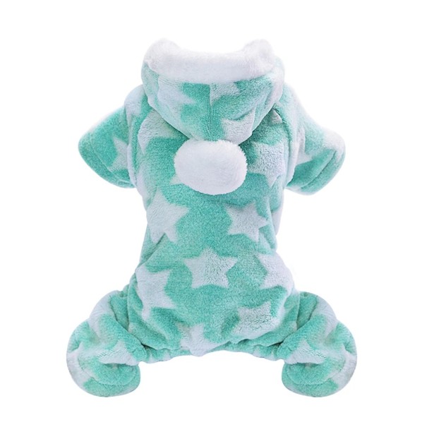 Pyjama pour chiens avec capuche Fleece 2,5 - 3,5 kg Vêtements chauds pour petits chiens et chiots Pyjama en polaire doux Coupe confortable Combinaison stylée pour dormir vert