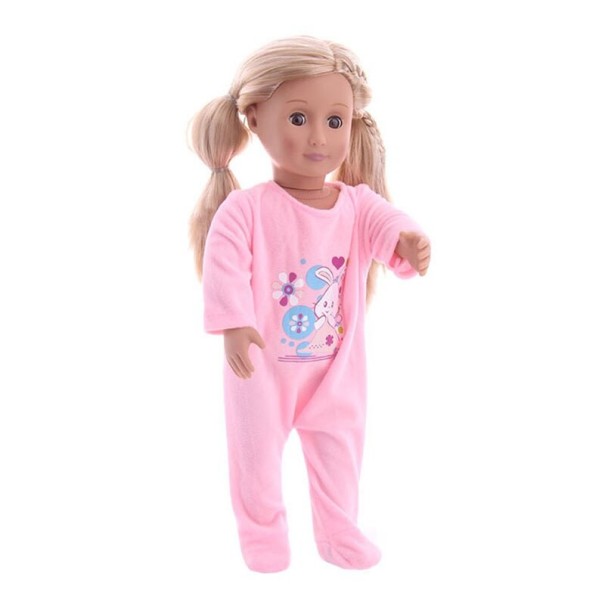 Pyjamas för en docka med en kanin mörkrosa