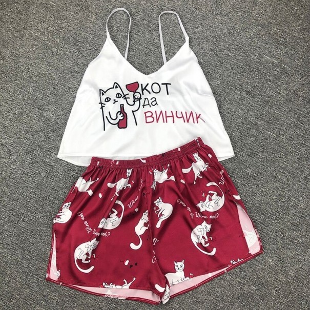 Pyjamas för kvinnor P2625 vinröd XXS