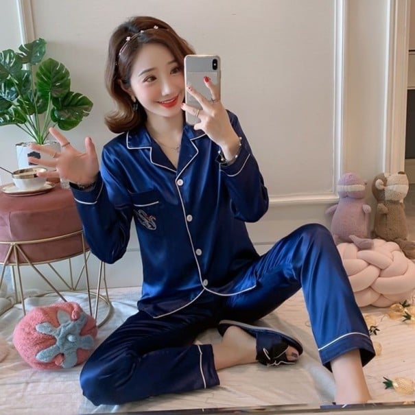 Pyjamas för kvinnor P2769 mörkblå L