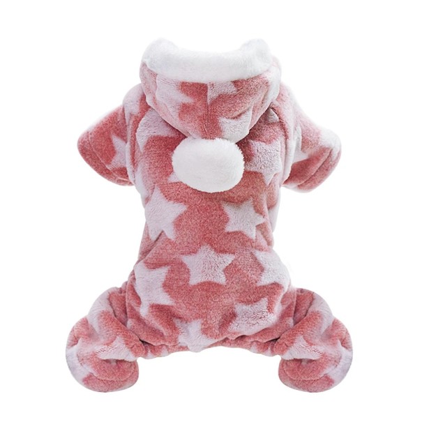 Pyžamo pro psy s kapucí Fleece 4,5 - 6 kg Teplé oblečení pro malé a střední psy Měkké fleecové pyžamo Pohodlný střih Stylový overal na spaní růžová