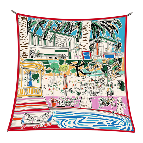 Quadratisches modisches Tuch Multifunktionales Tuch für Kopf, Hals und Körper Sommertrend Damenaccessoire Französische Riviera Stil 1