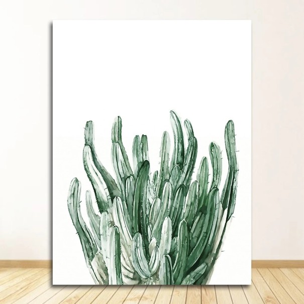 Quadro da parete cactace motivo botanico acquerellato 30x45 cm tela senza cornice verde bianco decorazione da parete per soggiorno 1