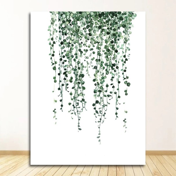 Quadro de parede com planta verde pendente 15x20 cm tela sem moldura motivo botânico verde decoração de parede para interior 1