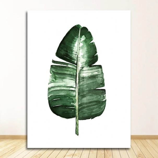 Quadro de parede folha de planta aquarela 40x50 cm tela sem moldura verde branca decoração para sala de estar e escritório 1