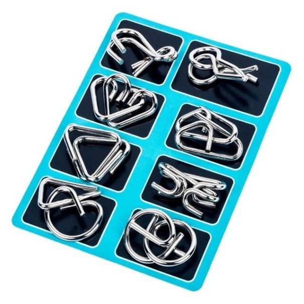 Quebra-cabeças de metal 8 pcs azul claro