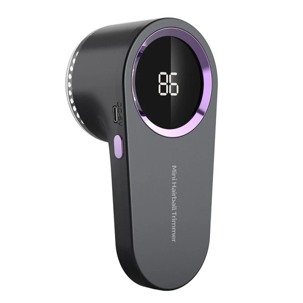 Quitapelusas eléctrico con batería recargable de 500mAh, 6 cuchillas de acero inoxidable, carga rápida, pantalla LED, diseño compacto gris oscuro