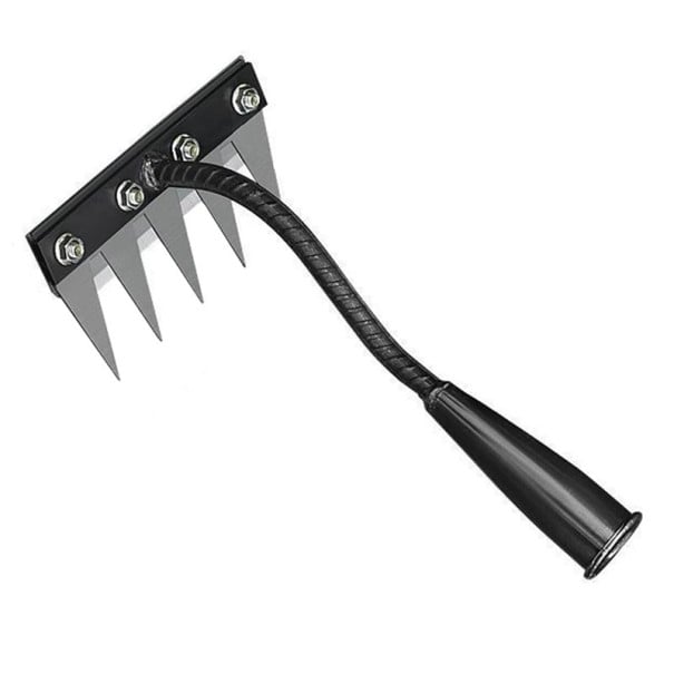Râbos de 5 dentes com pontas afiadas 31 x 16,5 cm aço carbono preto para remoção de ervas daninhas e arejamento do solo em canteiros 1