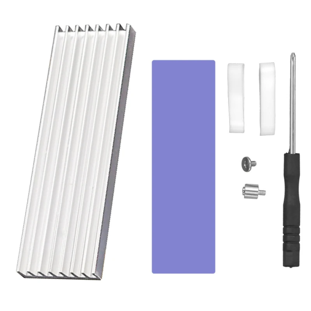 Răcitor SSD pentru desktop 7 x 2,2 cm cu pad de silicon termic Grosime 0,3 cm Răcire pasivă pentru discuri M.2 argint