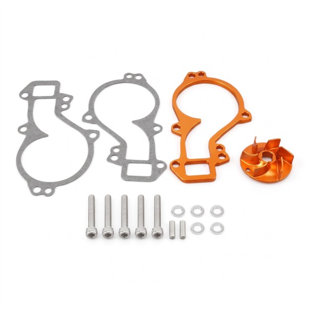 Radiador de bomba de agua KTM 690 Husqvarna 701 GasGas 700 Arandela de distancia de aluminio con rueda de impulso CNC para motocicletas naranja