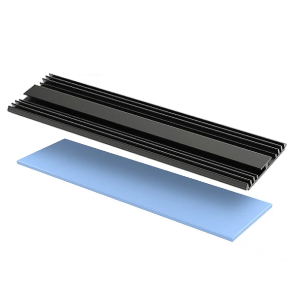 Radiateur SSD 73 x 24 x 5 mm Radiateur passif en aluminium avec coussinet thermique en silicone et élastiques pour fixation au disque SSD noir