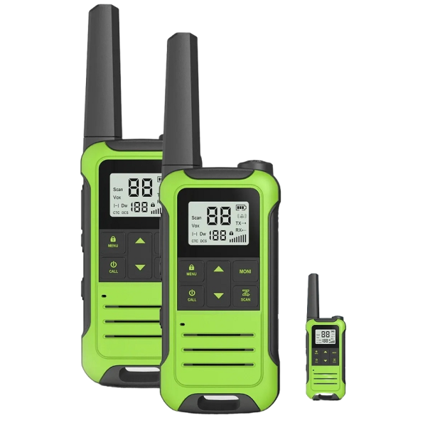 Radiopuhelin antennilla LCD-näytöllä 2 kpl Pitkän kantaman radiopuhelin 462 MHz Ammattimainen radiopuhelin 22 kanavaa Tehokas radiopuhelin LED-taskulampulla 17,5 x 5,4 cm vihreä