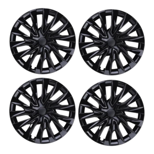 Radkappen 18" Tesla Model 3 Highland Set 4 Stk Kunststoff ABS Glänzend Schwarz Mit Mittelabdeckungen Ventilöffnung Felgenabdeckungen 1