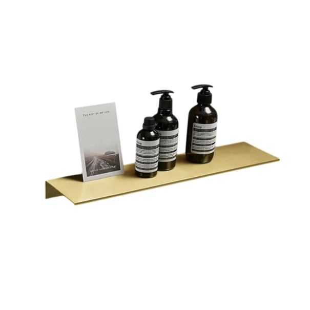 Raft de perete modern pentru baie, 50x12 cm, raft metalic de perete pentru baie, raft de depozitare pentru cosmetice și accesorii, montare cu șuruburi aur