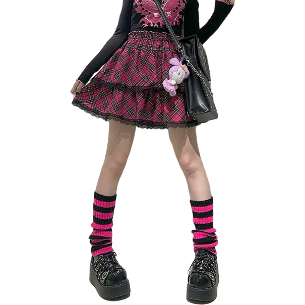 Raidalliset säärystimet Z359 vaaleanpunainen