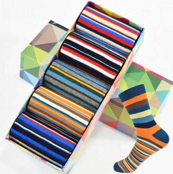 Raidalliset sukat - 5 paria XL