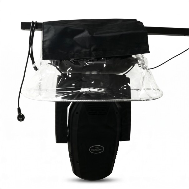 Rain Cover for Beam Light with Rotating Head, Base and Display Protection, Transparent with Black Canopy for Outdoor Events 1