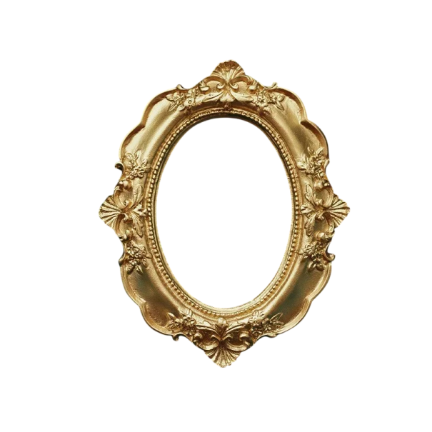 Rame din plastic retro oval auriu 12,5 x 10,2 cm decoratiune pentru unghii bijuterii ornament de interior recuzită foto fundal fotografic 1