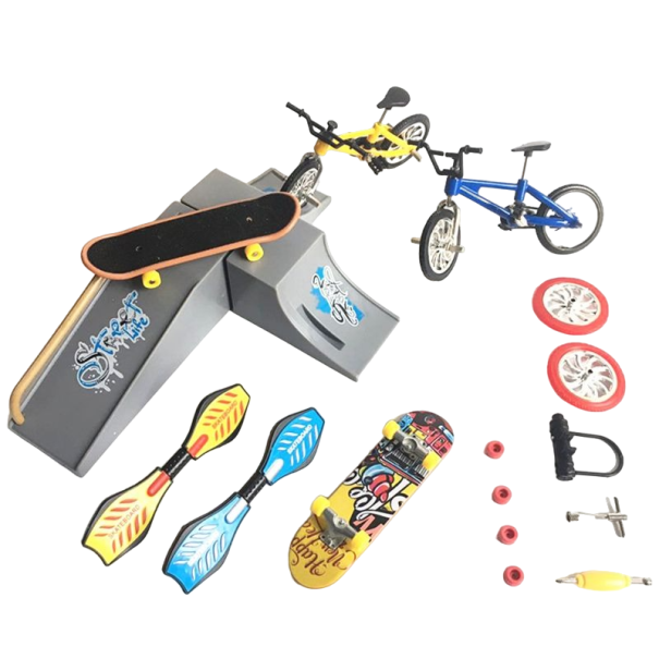 Ramp, mini skateboard och cykel set Z326