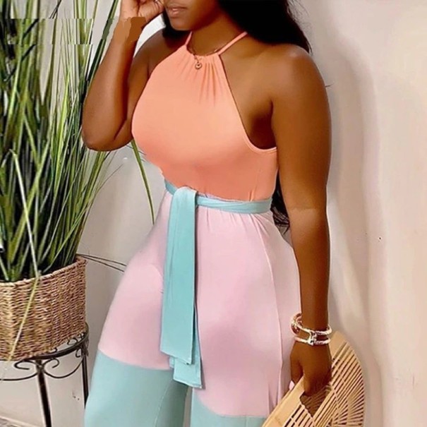 Randig ärmlös jumpsuit för kvinnor
