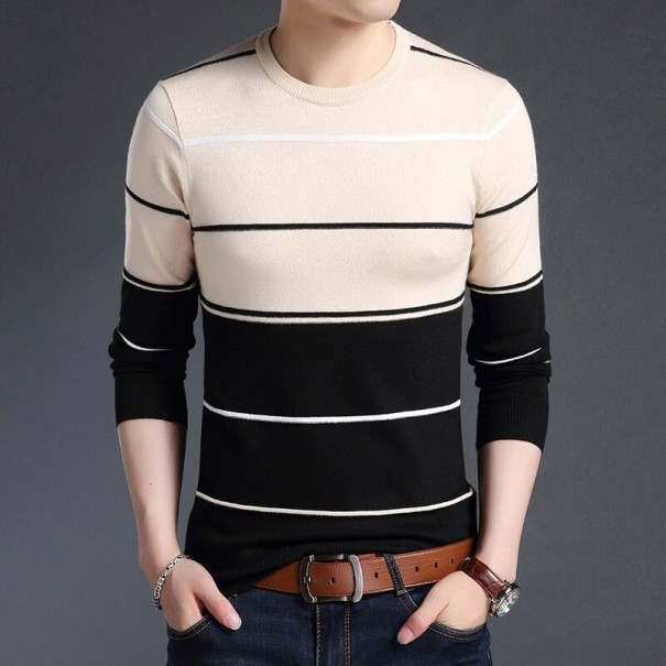 Randig herrtröja F173 beige M