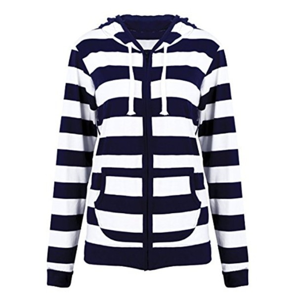 Randig hoodie för dam A33 mörkblå XL