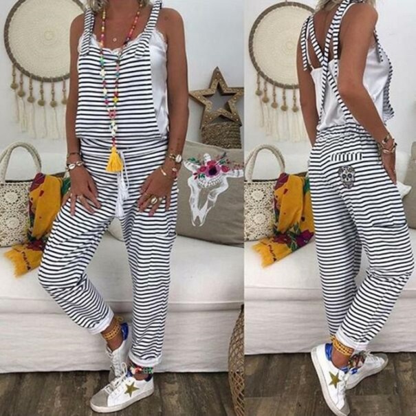 Randig jumpsuit för kvinnor