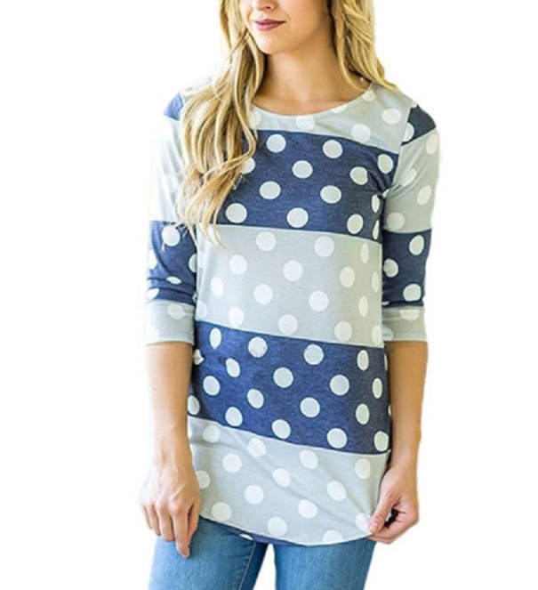 Randig långärmad t-shirt för kvinnor med prickar L