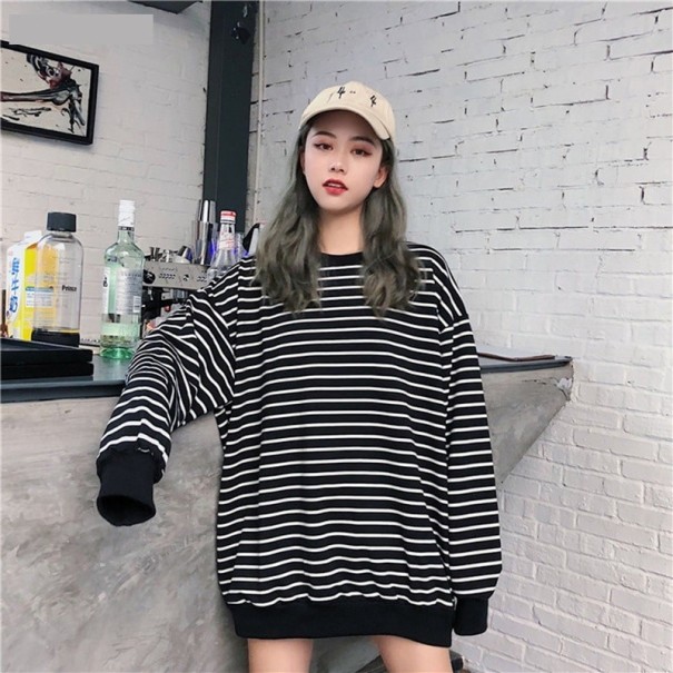 Randig lös sweatshirt för kvinnor L