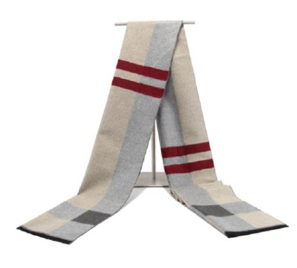 Randig scarf för män J1452 krämfärgad