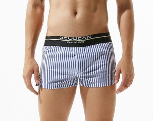 Randiga shorts för män blå S