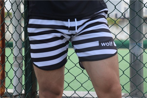 Randiga shorts för män svart XS