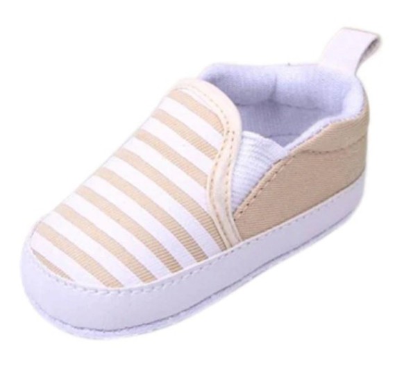 Randiga tofflor för barn beige 6-12 månader