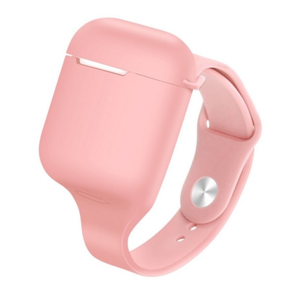 Rannekoru ja suojus Apple Airpods 1/2 -kuulokkeille vaaleanvaaleanpunainen